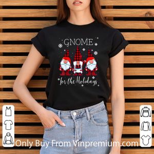 Official Gnome for the Holidays Buffalo Plaid 3 Gnomes Christmas shirt 2