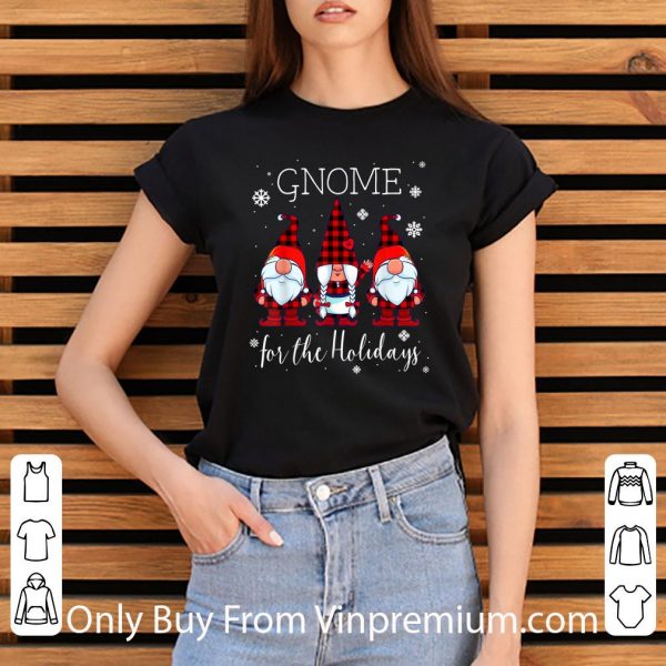 Official Gnome for the Holidays Buffalo Plaid 3 Gnomes Christmas shirt