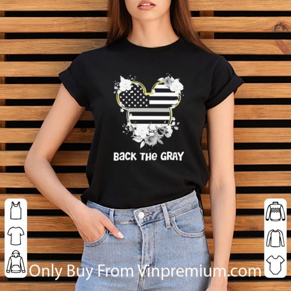 Premium Mickey Mouse Back The Gray American Flag Independence Day Flowers shirt