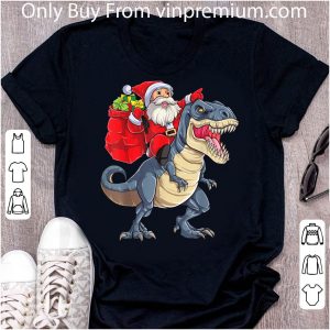Top Santa Riding Dinosaur T rex Christmas shirt 1