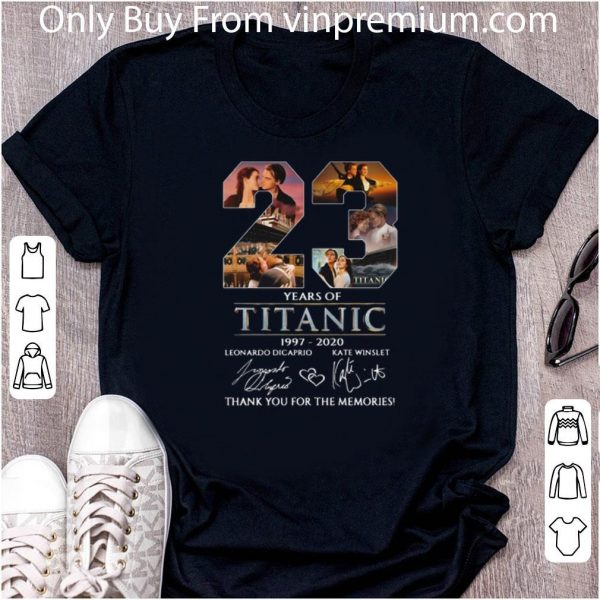 Great 23 Years Of Titanic 1997-2020 Signatures Leonardo Dicaprio Kate Winslet shirt