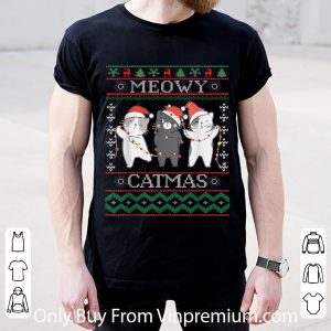 Pretty Cat Matching Family Pajamas Meowy Ugly Christmas shirt 1