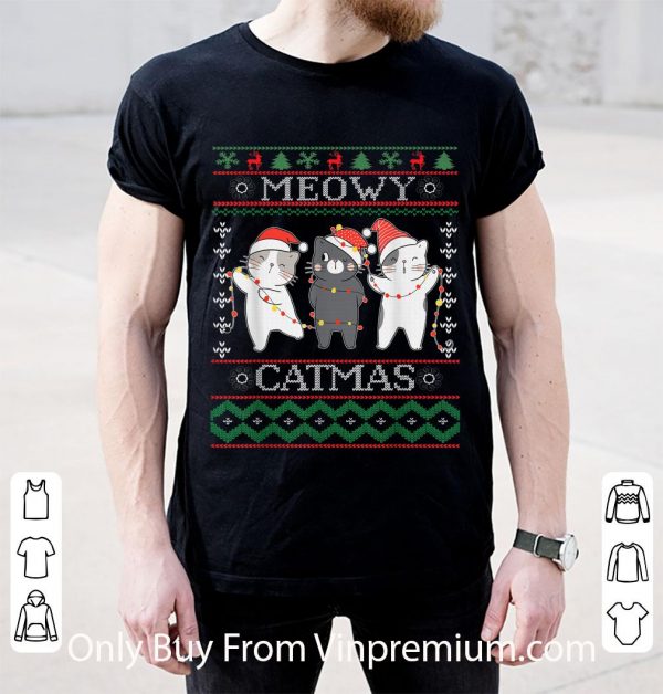 Pretty Cat Matching Family Pajamas Meowy Ugly Christmas shirt