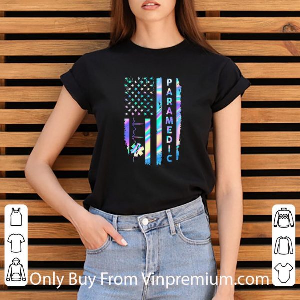 Nice Paramedic Emt American Flag Thin Blue Line shirt