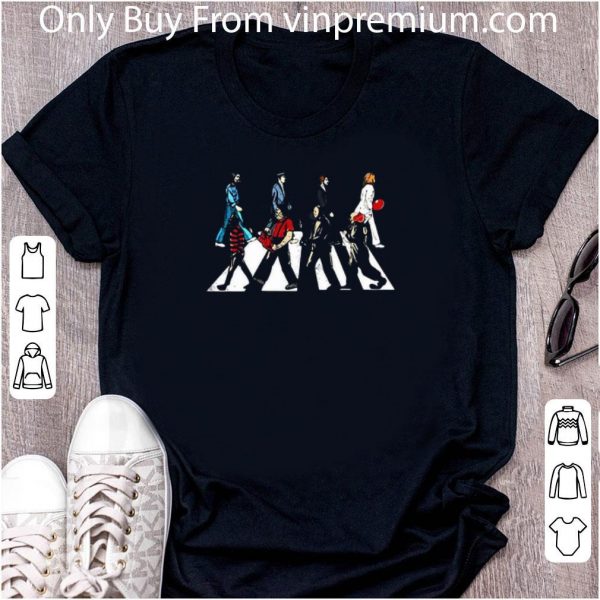 Original The Beatles And Halloween Horror Characters Abbrey Road shirt