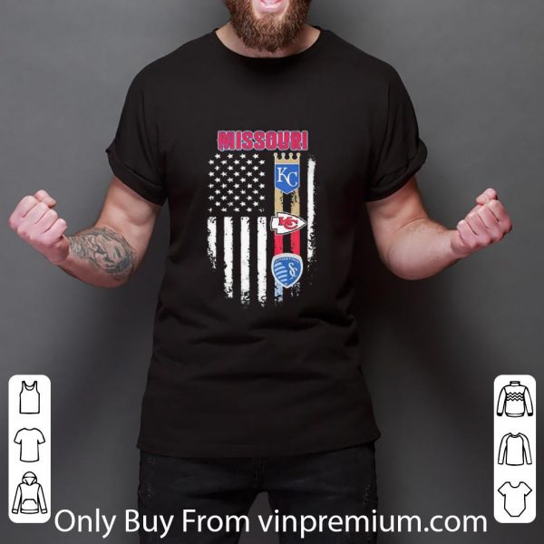 Nice Missouri Kansas City Royals Chiefs Sporting American Flag shirt