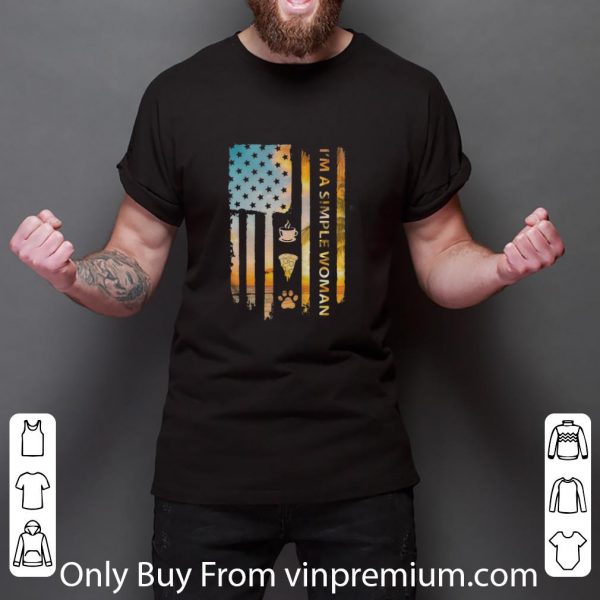 Top I’m A Simple Woman Coffee Pizza And Dog American Flag 4th Of July shirt