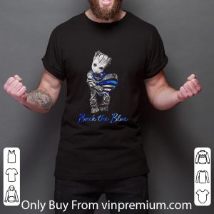 Official Thin Blue Line Baby Groot Hug Heart Back The Blue shirt 2