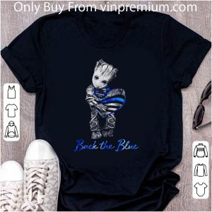 Official Thin Blue Line Baby Groot Hug Heart Back The Blue shirt 1