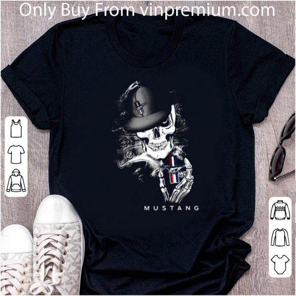 Nice Skeleton Skull Mustang Logo shirt