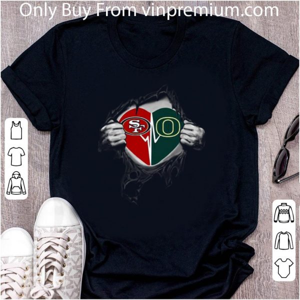 Top Insides Me San Francisco 49ers And Oregon Ducks Heartbeat shirt