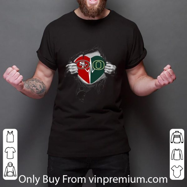 Top Insides Me San Francisco 49ers And Oregon Ducks Heartbeat shirt