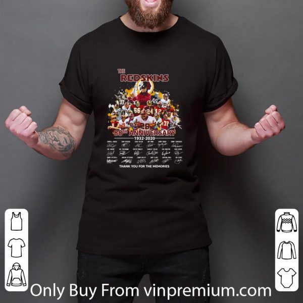 Awesome The Washington Redskins Team 88th Anniversary 1932-2020 Signatures shirt