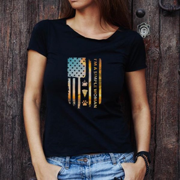 Top I’m A Simple Woman Coffee Pizza And Dog American Flag 4th Of July shirt