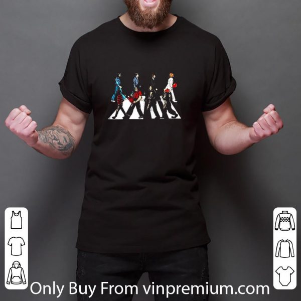 Original The Beatles And Halloween Horror Characters Abbrey Road shirt