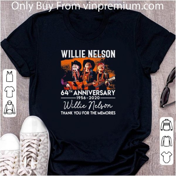 Pretty Willie Nelson 64th Anniversary 1956 2020 Thank You For The Memories Guitar shirt