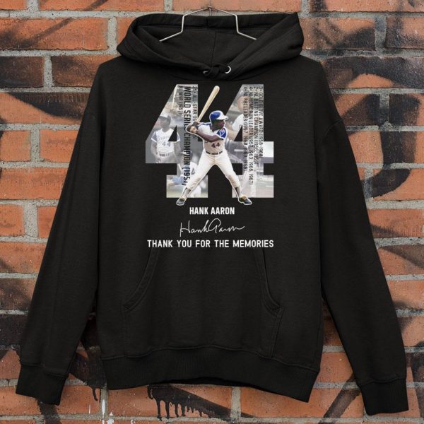 Awesome 44 Hank Aaron RIP Milwaukee Braves Signature Thank You For The Memories shirt