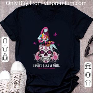 Nice Sally Fight Like A Girl Breast Cancer Awareness Sugar Skull shirt 1