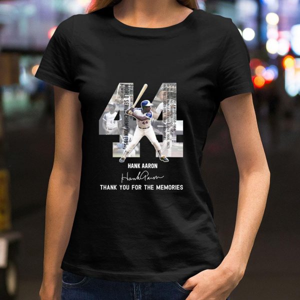 Awesome 44 Hank Aaron RIP Milwaukee Braves Signature Thank You For The Memories shirt