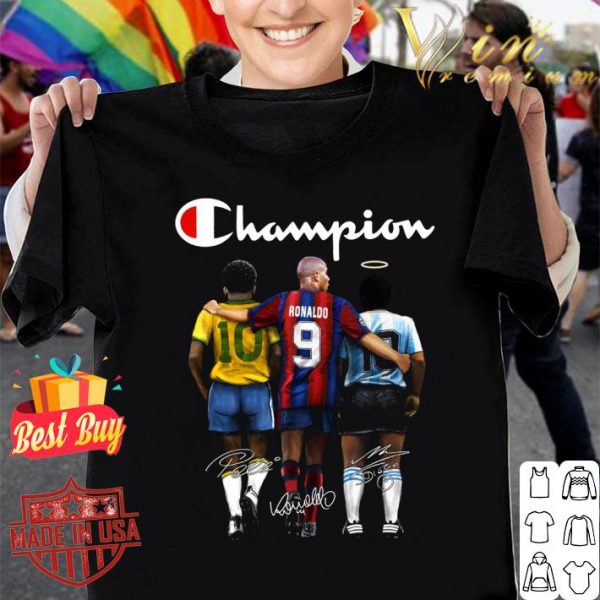 Funny Champion Pelé Ronaldo De Lima Diego Maradona Signatures shirt