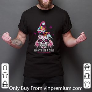 Nice Sally Fight Like A Girl Breast Cancer Awareness Sugar Skull shirt 2