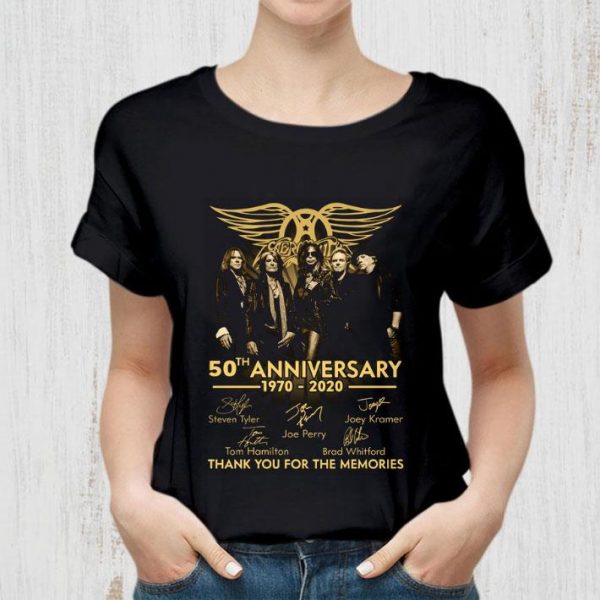 Hot Aerosmith Band Member 50th Anniversary 1970-2020 Signatures shirt
