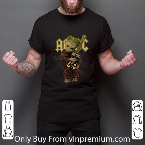 Great Baby Groot Hug ACDC Guitar shirt