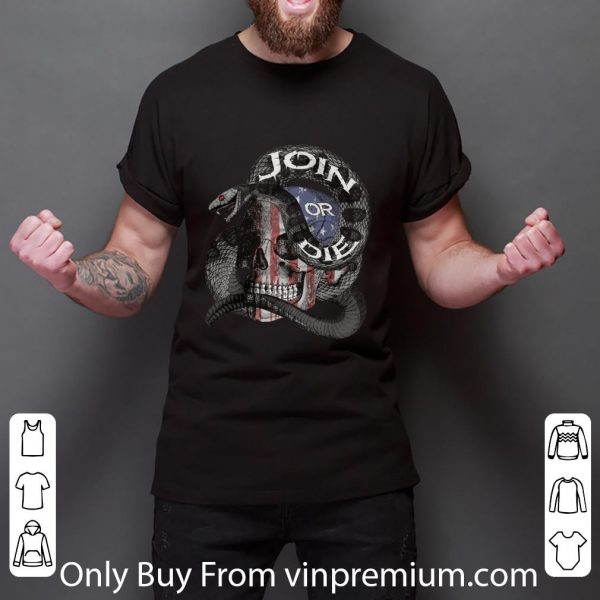 Premium Join Or Die Snake Skull American Flag shirt