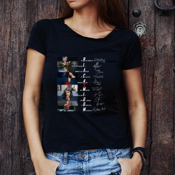 Official Black Widow Robert Downey Jr Dt Fagbenle Scarlett Johansson Signatures shirt