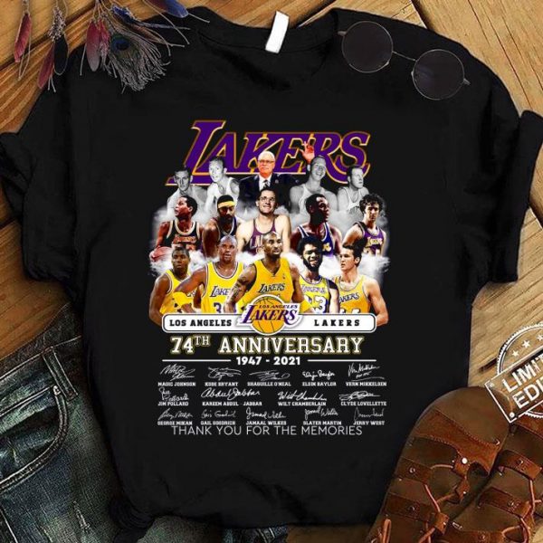 Funny  74th Anniversary 1947-2021 Team Los Angeles Lakers Signatures shirt