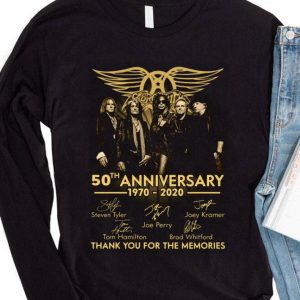 Hot Aerosmith Band Member 50th Anniversary 1970-2020 Signatures shirt 3