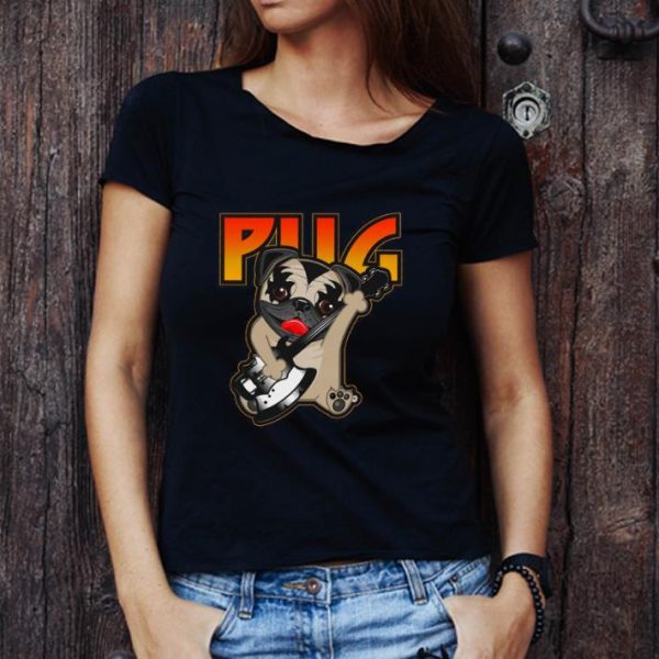 Official Pug Playing Kiss Rock Band shirt