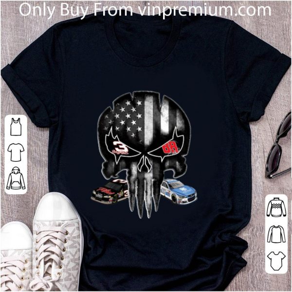 Great Austin Dillon and Alex Bowman signature Punisher American flag shirt