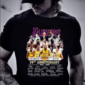 Funny  74th Anniversary 1947-2021 Team Los Angeles Lakers Signatures shirt 1