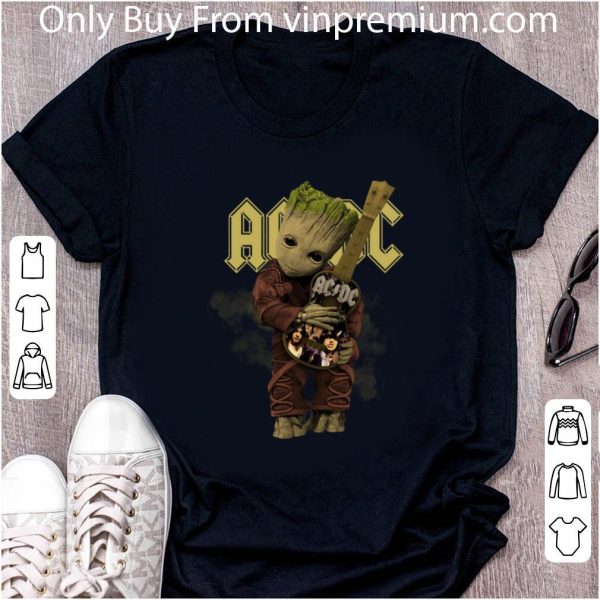 Great Baby Groot Hug ACDC Guitar shirt