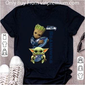Great Baby Groot And Baby Yoda Hug Seattle Seahawks shirt 1