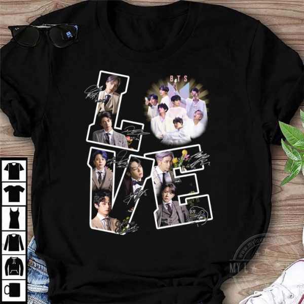 Premium Bangtan Boys Love BTS Boy band signatures shirt