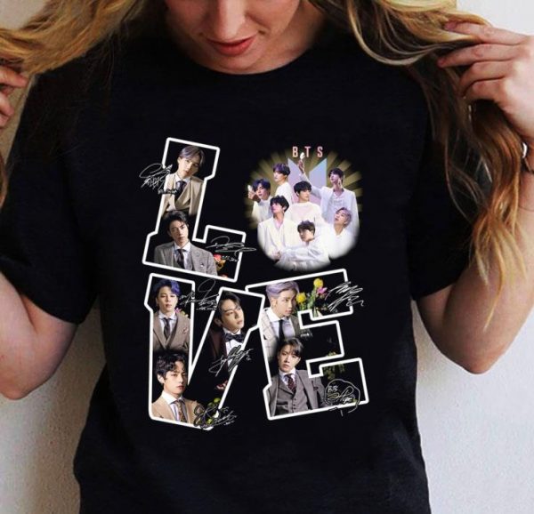 Premium Bangtan Boys Love BTS Boy band signatures shirt