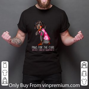 Awesome Dachshund Paws For The Cure Breast Cancer Awareness Pink Ribbon shirt 2