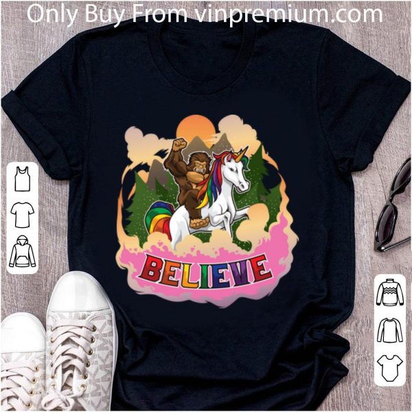 Great Believe Sasquatch Rides A Unicorn In Fantasy World shirt