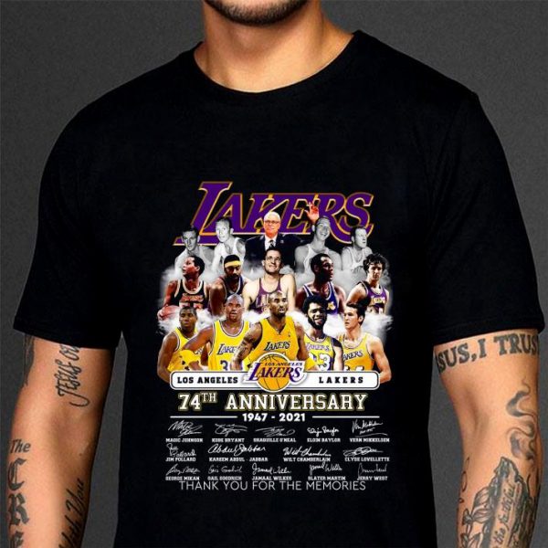 Funny  74th Anniversary 1947-2021 Team Los Angeles Lakers Signatures shirt