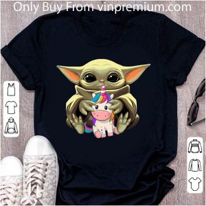 Official Star Wars Baby Yoda Hug Unicorn shirt 1