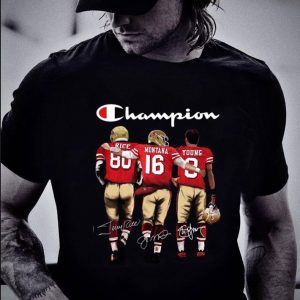 Awesome  Logo Champion San Francisco 49ers Rice Montana Young Signatures shirt