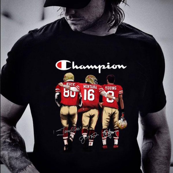 Awesome  Logo Champion San Francisco 49ers Rice Montana Young Signatures shirt