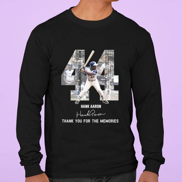 Awesome 44 Hank Aaron RIP Milwaukee Braves Signature Thank You For The Memories shirt
