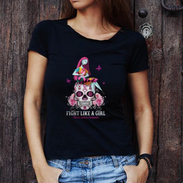 Nice Sally Fight Like A Girl Breast Cancer Awareness Sugar Skull shirt