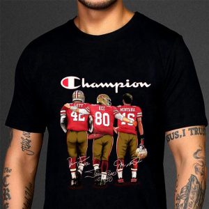 Hot Logo Champion San Francisco 49ers Ronnie Lott Jerry Rice Joe Montana Signed shirt 2