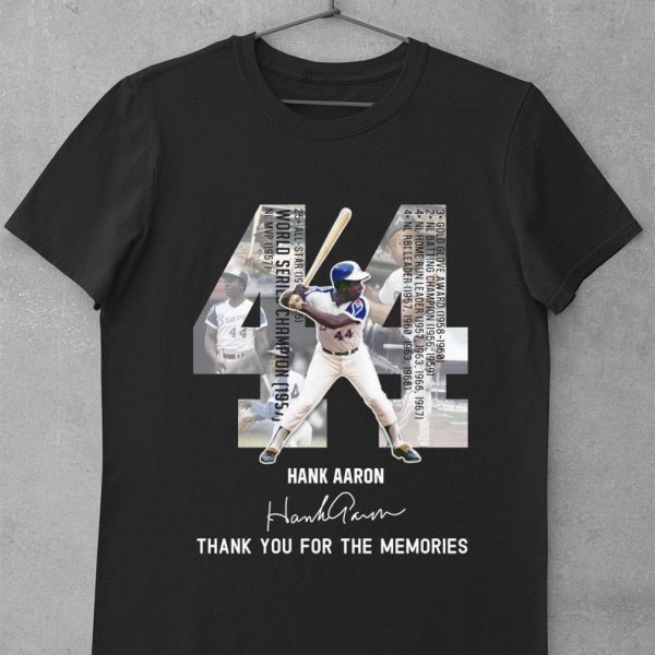 Awesome 44 Hank Aaron RIP Milwaukee Braves Signature Thank You For The Memories shirt