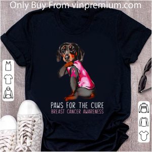 Awesome Dachshund Paws For The Cure Breast Cancer Awareness Pink Ribbon shirt