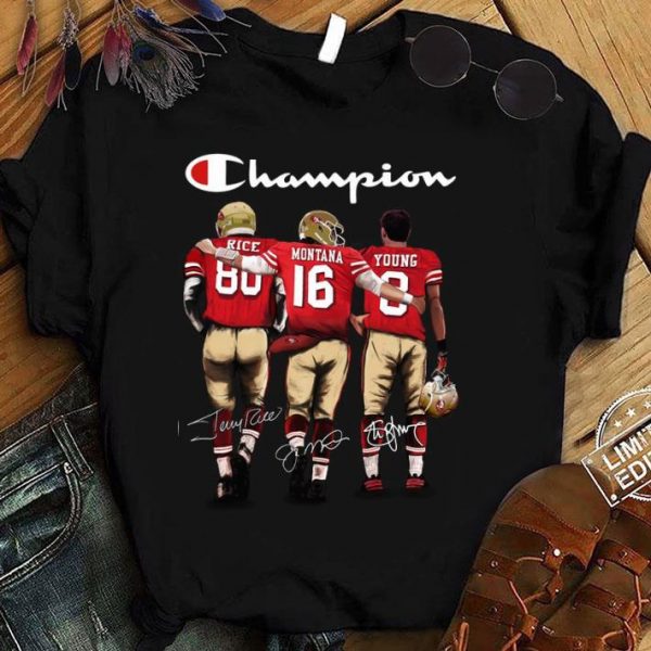 Awesome  Logo Champion San Francisco 49ers Rice Montana Young Signatures shirt
